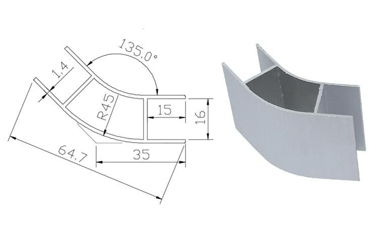 Factory RV Caravan Motorhome Accessories Wrap Angle Wall Cabinet Corner Slot RV Furniture Aluminium Extrusion Profile