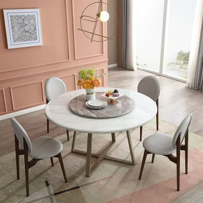 Quanu 805003 Modern Antique Dining Room Set Luxury Glass Round Table for 6