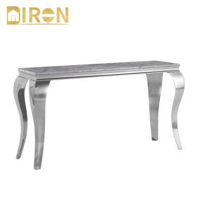 Luxury Modern Design Stainless Steel Tempered Glass Top Rectangle Console Table