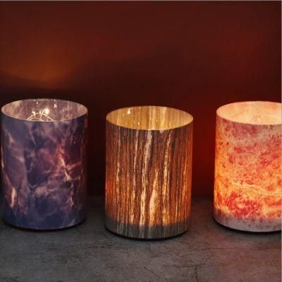 Home Decoration Glassware Marbling Glass Candle Holder Candle Jar Candle Holder