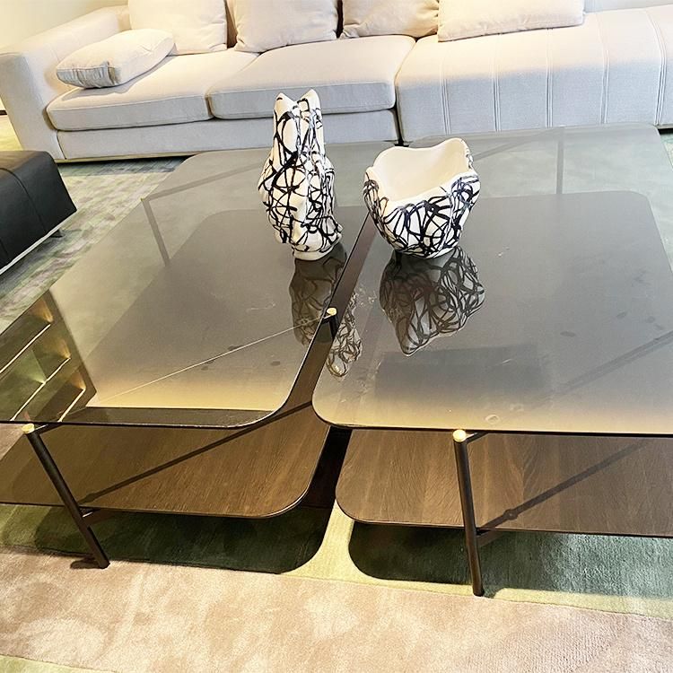 Modern Living Room Cheap Glass Top Centre Coffee Table Set Design Furniture for Hotel Project