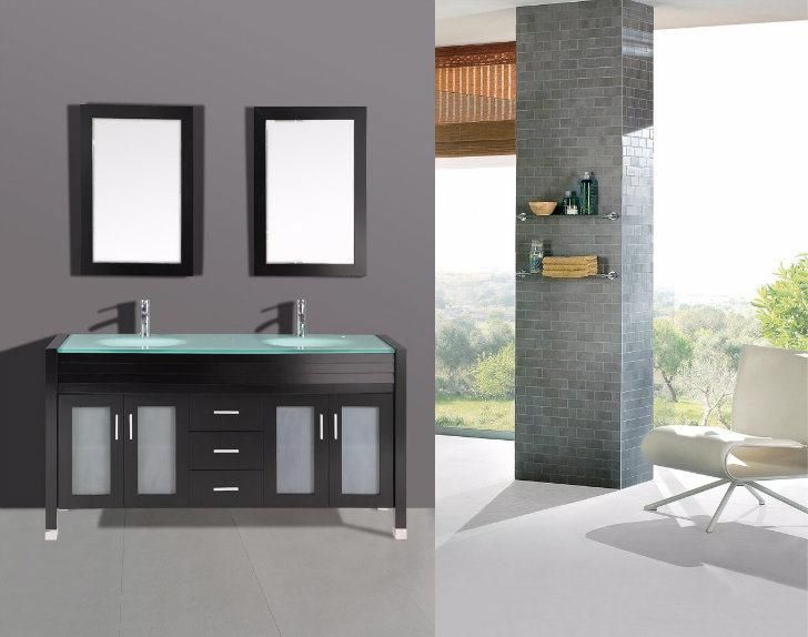 American Style 72" Inch Double Sink Bathroom Vanity Furniture with Mirror