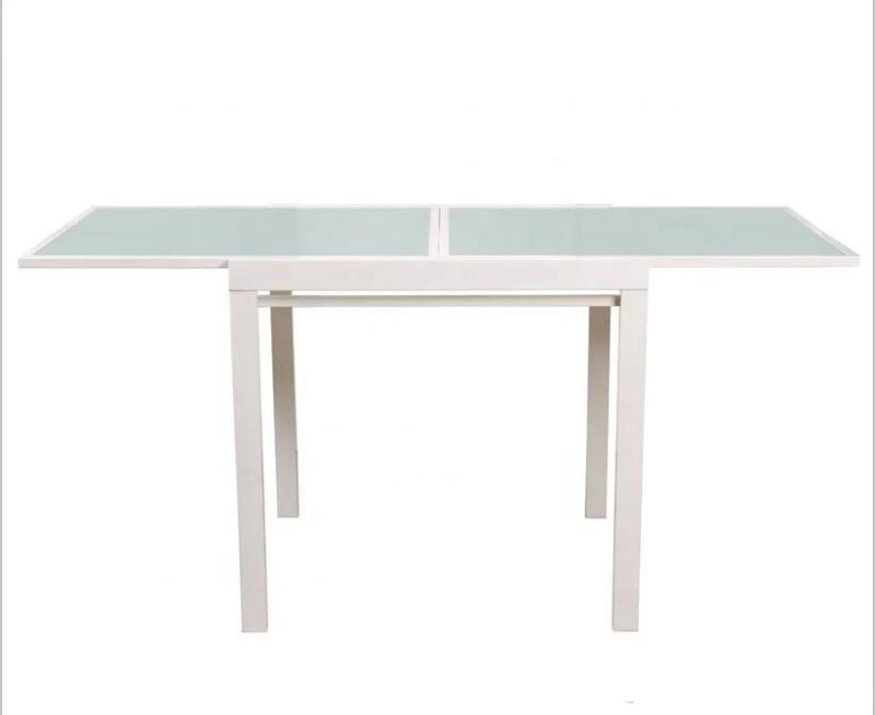 Folding Extension Dining Table with Glass Top