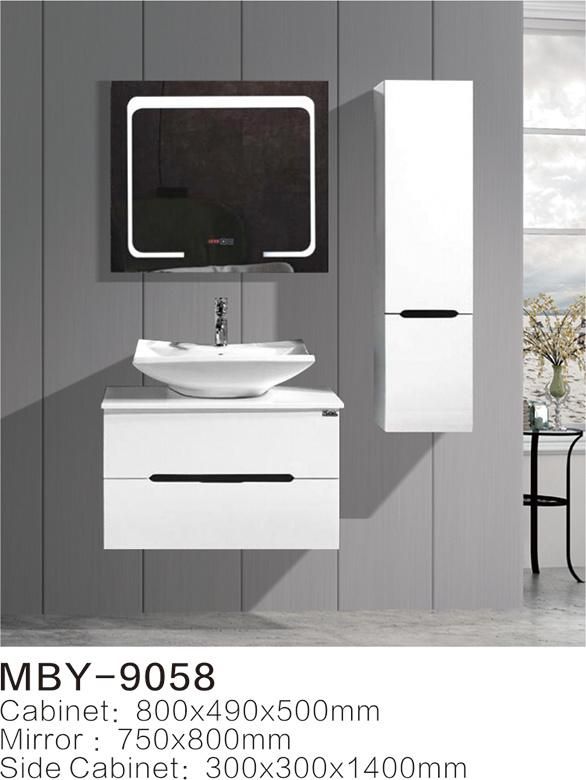 Modern Bathroom Vanity Sink Basin Cabinet Set PVC Side Cabinet Smart LED Lighting Mirror