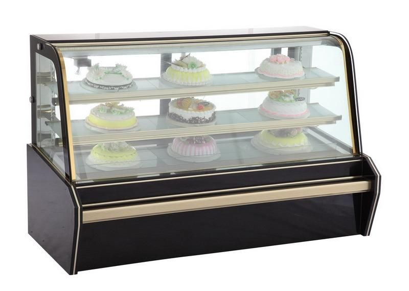 Kitchen Equipment Refrigerator Fan Cooling Front Curved Cake Showcase