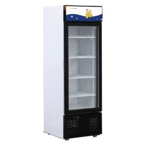 Tempered Hollow Glass Doors Upright Display Cooler Beverage Showcase