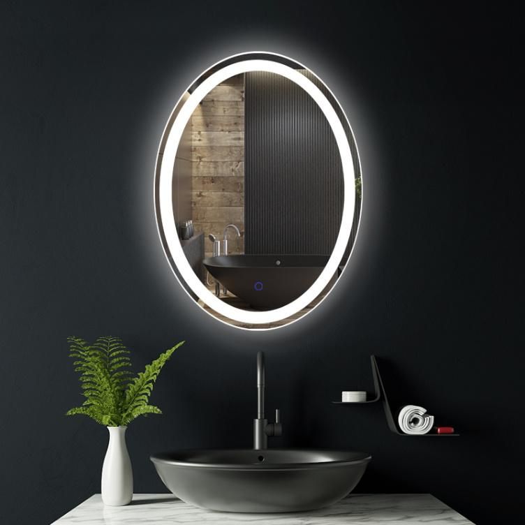 Home Furniture Oval Wall Bathroom LED Anti-Fog Decorated Framed Mirror with Light