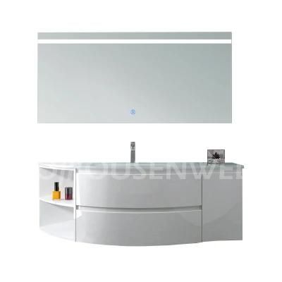 48&quot; Bathroom Vanity Glass Basin Curved Modern Bathroom Cabinet