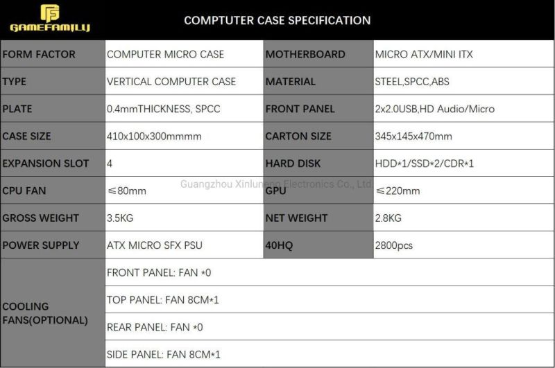 White Painting Color Micro Itx Mini Desktop Cabinet PC Case