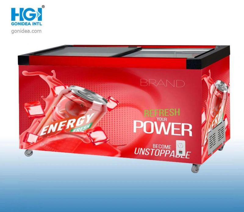 Hgi Commercial Slidding Glass Door Deep Freezer Manufacturer Free Standing Chest Showcase