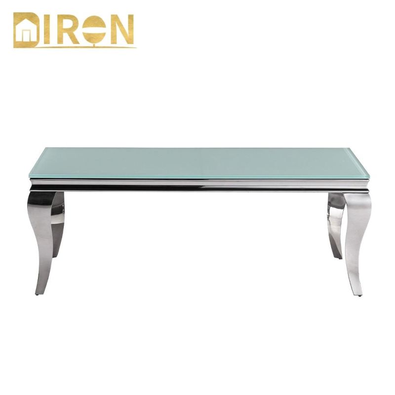 Hotel Home Furniture Stainless Steel Metal Legs Glass Stone Marble Coffee Table for Decoration