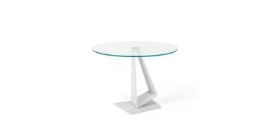 Cfd-10A Dining Table //Toughened Glass Top//Metal Coating Base