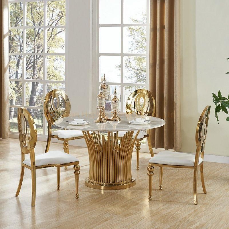 Foshan Decoration Restaurant Outdoor Table Chair Banquet Throne Wedding Event Golden Dining Chair