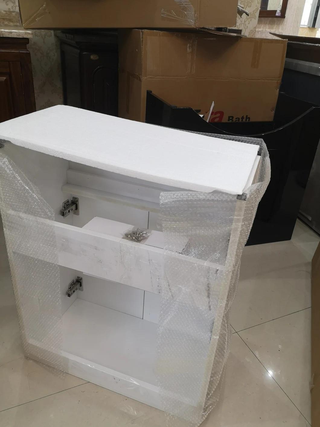 White Painted PVC Bathroom Cabinet with Glass Basin