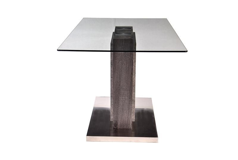 Home Dining Room Furniture Classic Design Simple Modern Glass Dining Table with MDF Steel Base