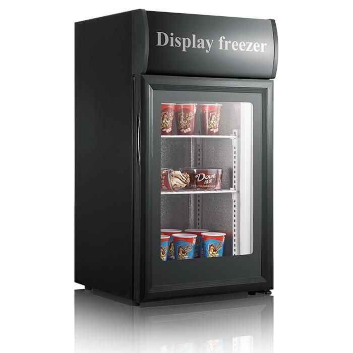 Hot Sale Small Glass Door Showcase Countertop Mini Freezer Display Showcase