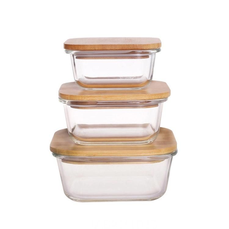 Customized Logo Wholesale Glass Containers with Bamboo Lids
