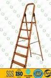 Wooden Grain Aluminum Profile Platform Ladder for Industrial/Householp Use