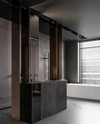 Black Panit Wood Grain Simple Bathroom Dressing Vanity Design with Double Sink Cabinet