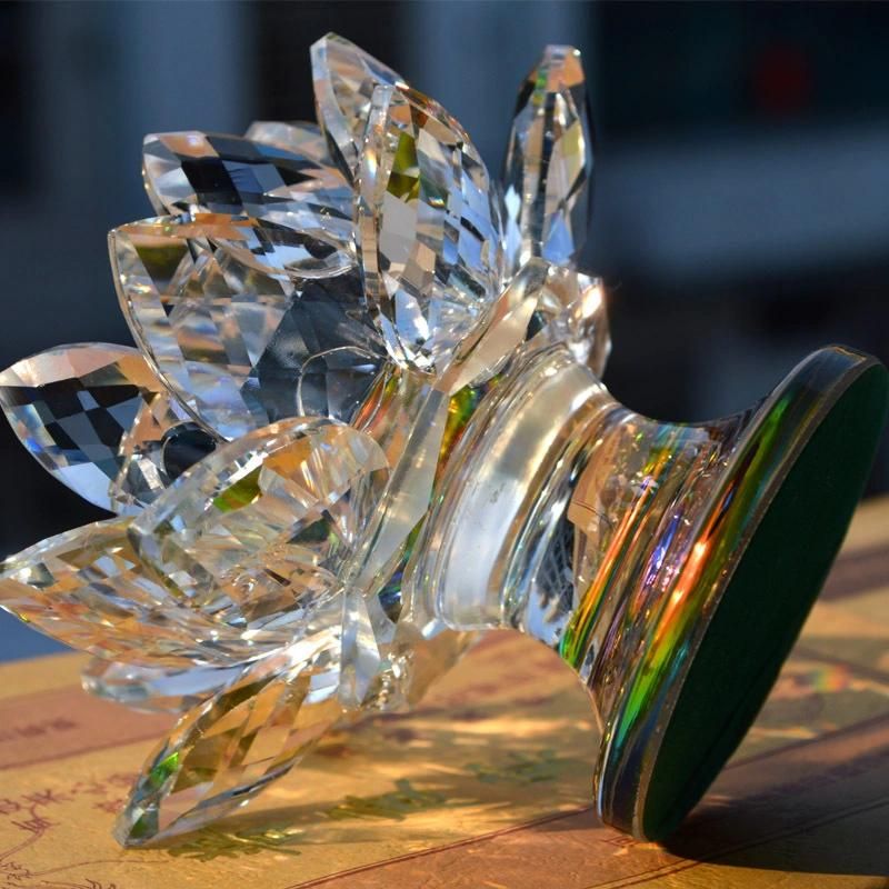 2016 New Design Colorful Crystal Lotus Glass Candle Holder