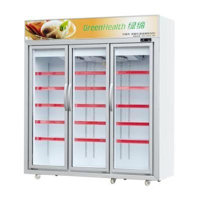 Green&Health Commercial 3 Glass Doors Upright Display Freezer Showcase for Supermarket