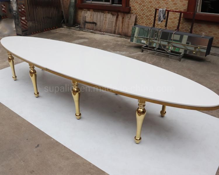 Hot Sale High End Oval Shaped Golden Table Wedding Furniture