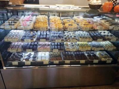 LED Light Refrigerated Pastry Showcase with Anti-Fog Square Glass