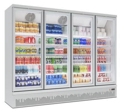 Commercial Supermarket Vertical Showcase Glass Front Door Frozen Food Display Fridges Merchandiser Freezer
