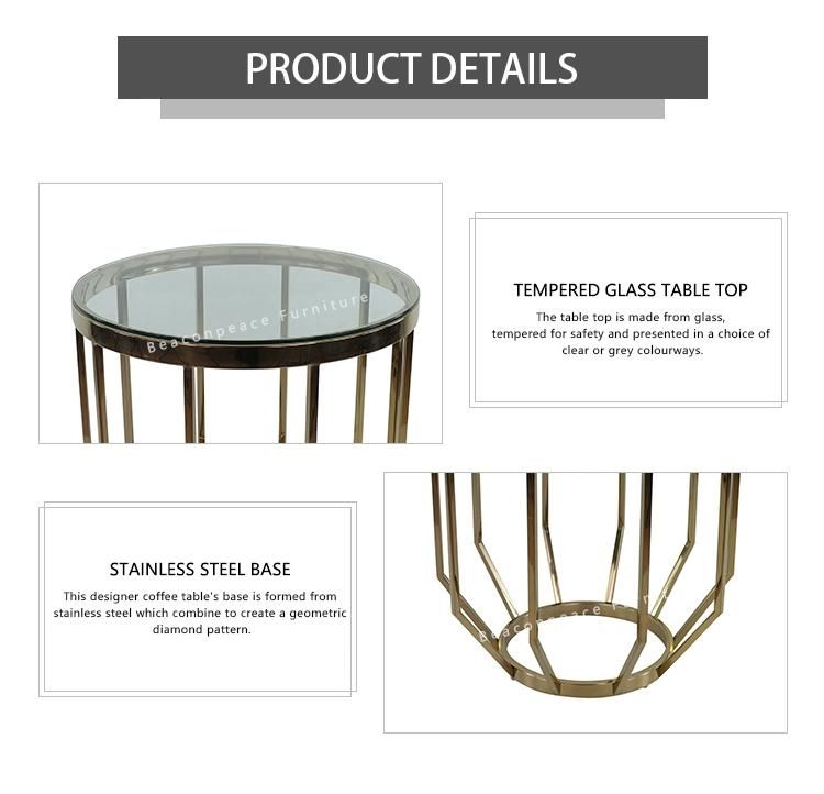 Modern Design Wedding Flower Extendable Black Chrome Coffee Table