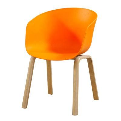 Industrial Home Furniture Luxury Yellow Plastic Modern Commercial Scandinavian Design Wooden Legs Armchair Nordic Dining Chair