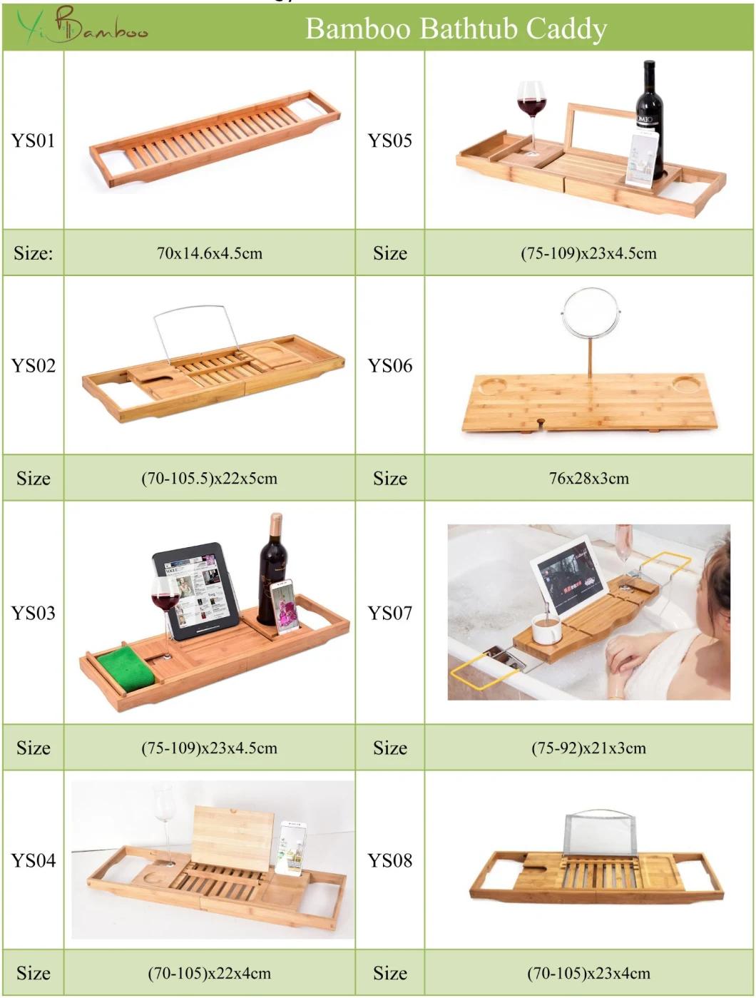 Bamboo Wooden Bath Wine Book iPad Wine Glass Tablet Shampoo Holder