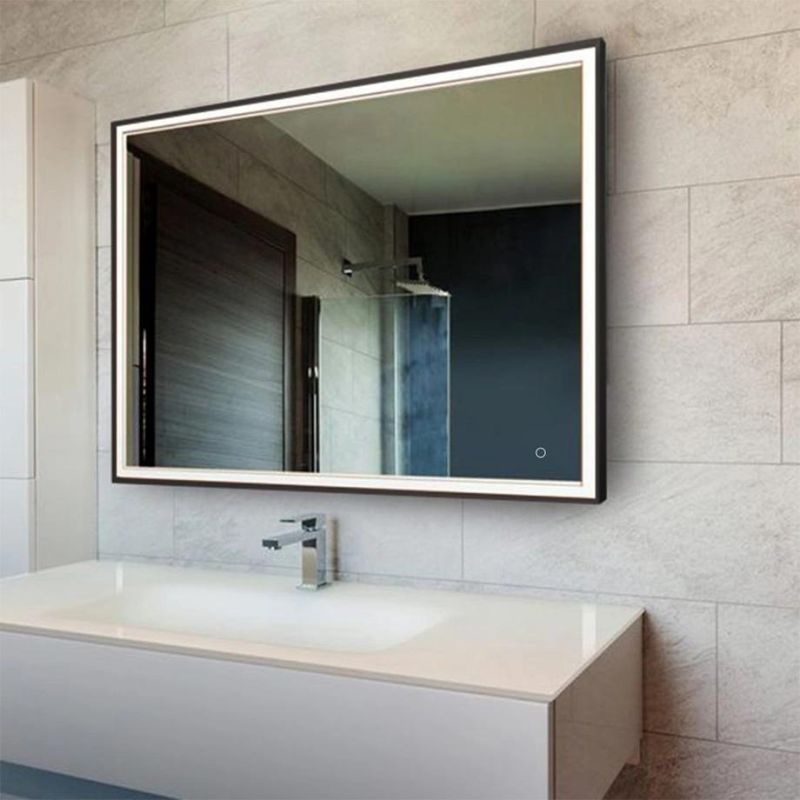 Frame Rectangle Makeup Mirror LED Lighted Bathroom Mirror with Dimmable Lights