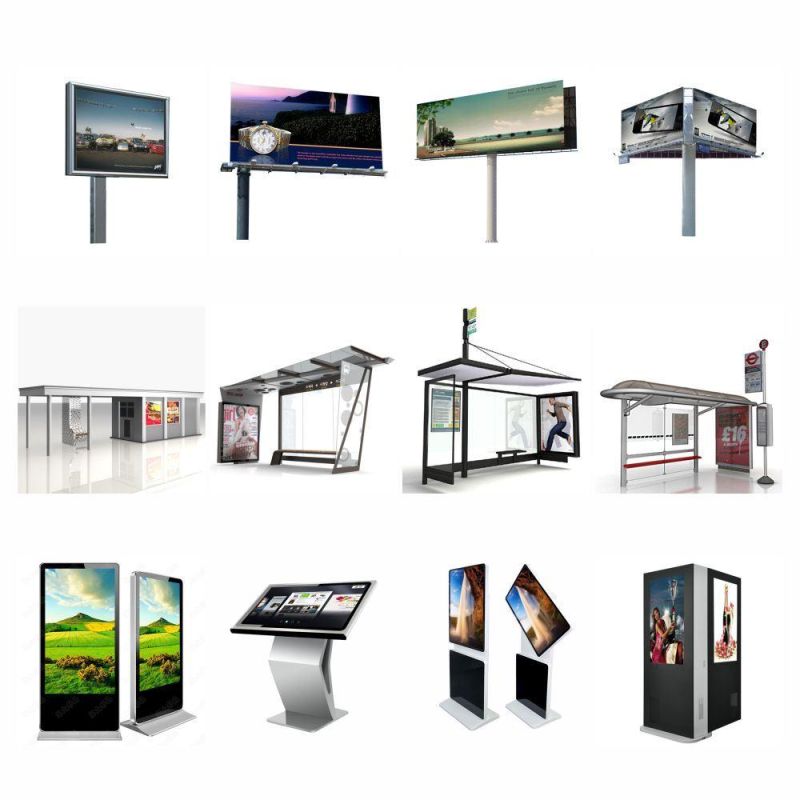Street Advertising Stainless Steel Bus Stop Shelter with PC Board