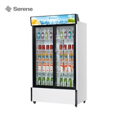 Hot Selling Vertical Refrigerated Display Cabinet Display Screen Refrigerator on Wheel with Glass Door Upright Display Cooler