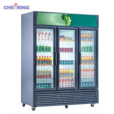 Commercial Supermarket Glass-Door Drinks Display Refrigerator Showcase