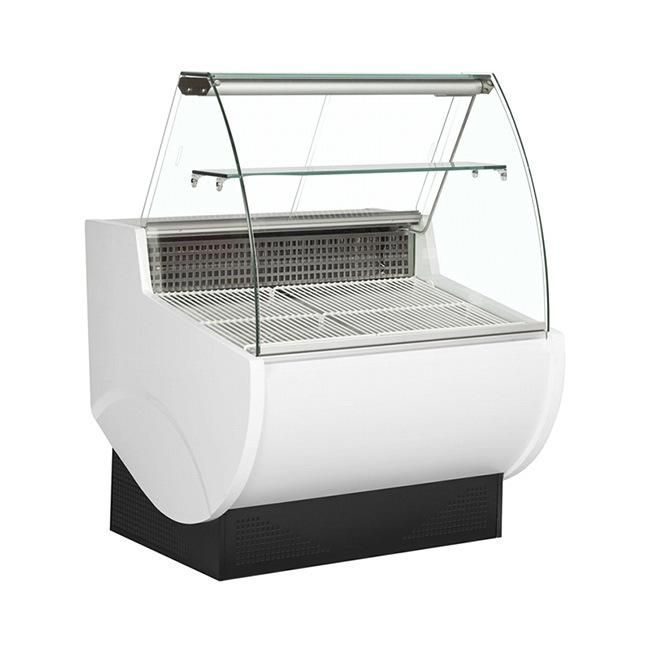 Delicatessen Refrigerated Display Counter with Front Lift-up Curved Glass Door