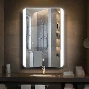 LED Lighted Bathroom Makeup Wall-Mounted Mirror Anti-Fog Waterproof Efficient Illuminated with Touch Switch
