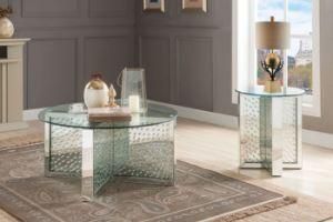 Round Glass Top Mirrored End Table