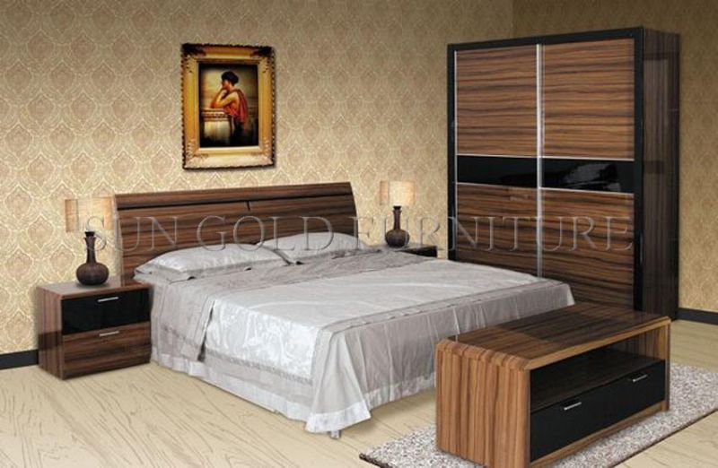 Modern Wholesale Cheap Wooden Bedroom Furniture Two Door Storage Wardrobe (SZ-BF048)