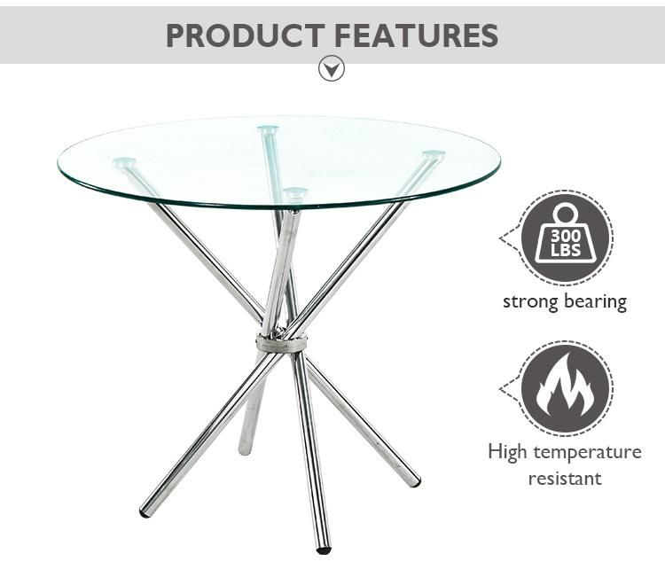 Modern Plexi Glass Mirrored Round Dining Room Table for Dining Room