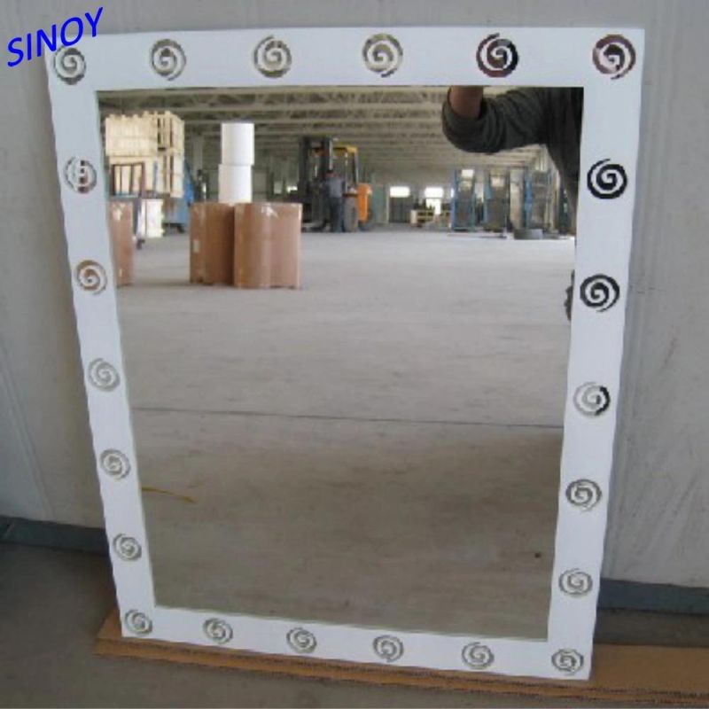 4mm Decorative Screenprinting Wall Mirror Glass Coated Silver