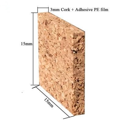 Self-Adhesive Square Cork Spacers Pads for Glass Protecting with 15*15*3mm Cork + 1mm Cling Foam on Rolls