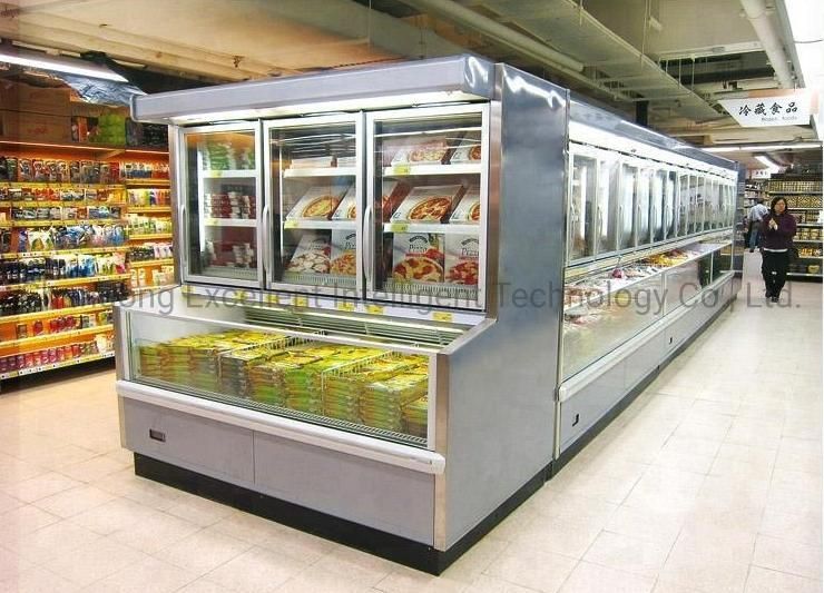 Supermarket Display Glass Door Frozen Half Fridge Combined Refrigerator Chiller and Freezer Cabinet