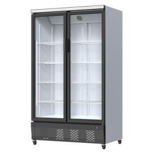 36cuft Supermarket Double Door Display Showcase Dynamic Cooling Fridge Refrigerator Upright Showcase