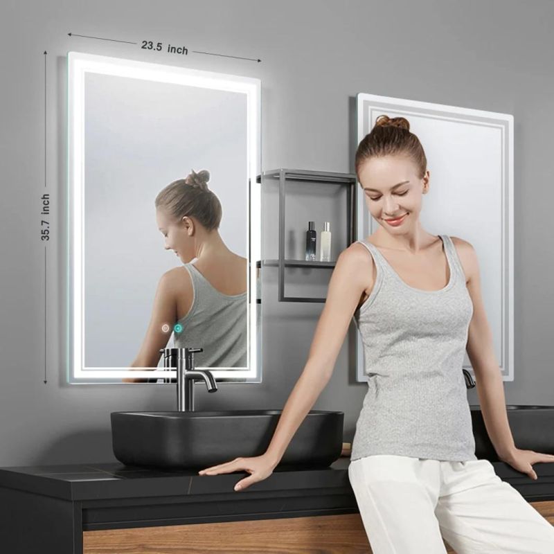 LED Bathroom Mirror Simple Lighted Illuminated Wall Mounted Mirror Dimming Vanity LED Mirror