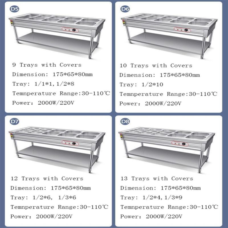 Buffet Bain Marie Cabinet Electric Food Warmer Display Showcase with Glass Top