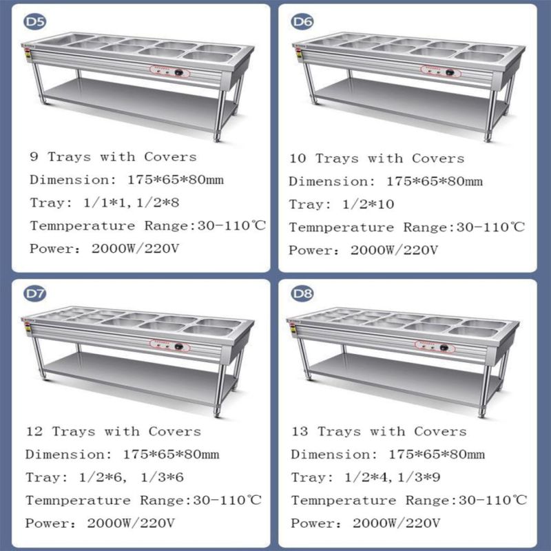 Buffet Bain Marie Cabinet Electric Food Warmer Display Showcase with Glass Top