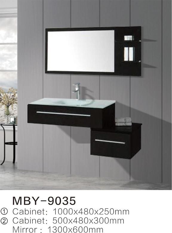 Hotel Modern Waterproof PVC Wall Mounted Bathroom Vanity with Side Cabinet