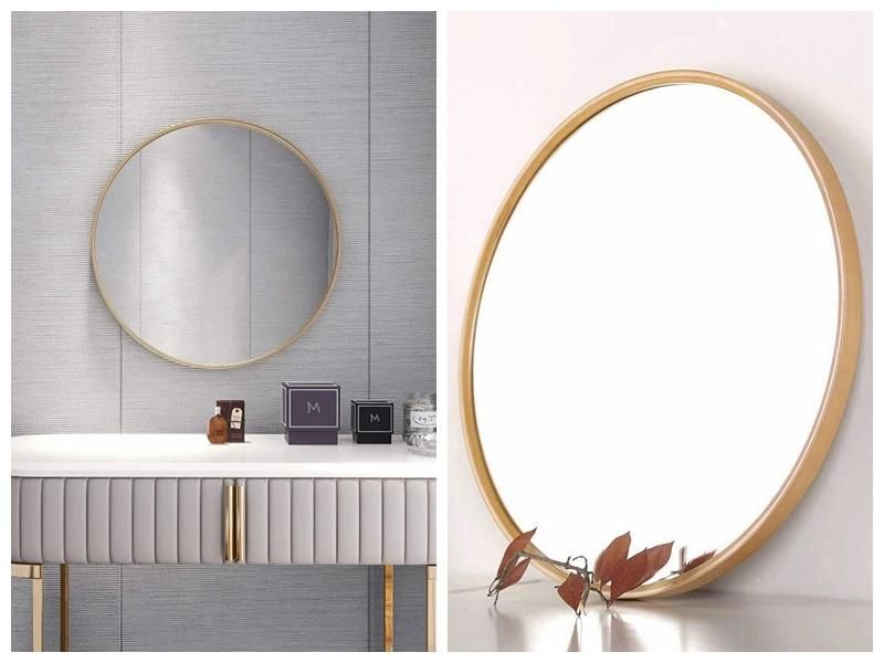 Northern Europe Style Round Framed Bathroom Mirror Gloden Black Color Wall Mounted Cosmetic Mirror