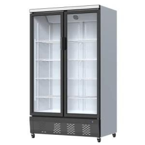 742L Double Trmpered Glass Door Uptight Refrigerator No Frost Supermarket Display Freezer Showcase